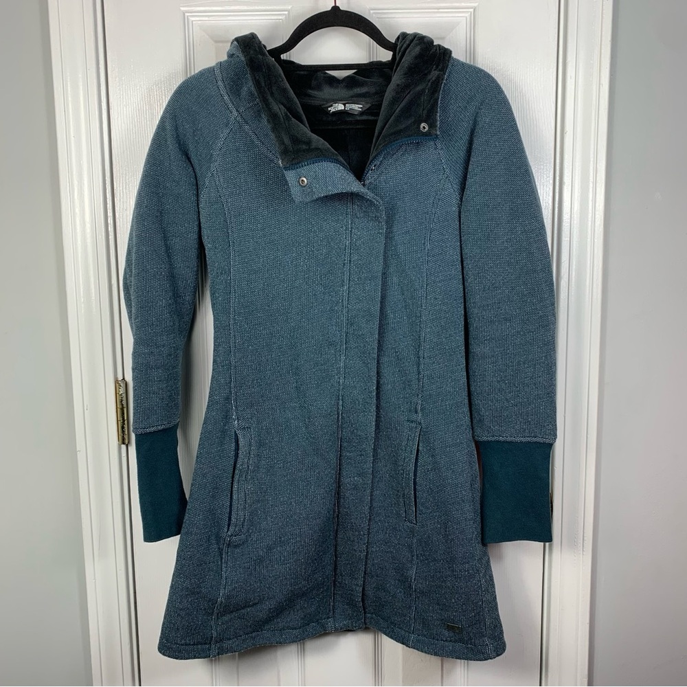 The North Face Dionne Plush Coat Sweater Jacket Full Zip Gray Hooded